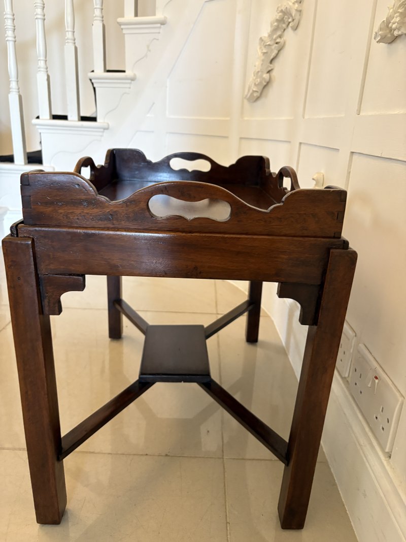 Antique Edwardian Quality Mahogany Butlers Tray on Stand - Image 9